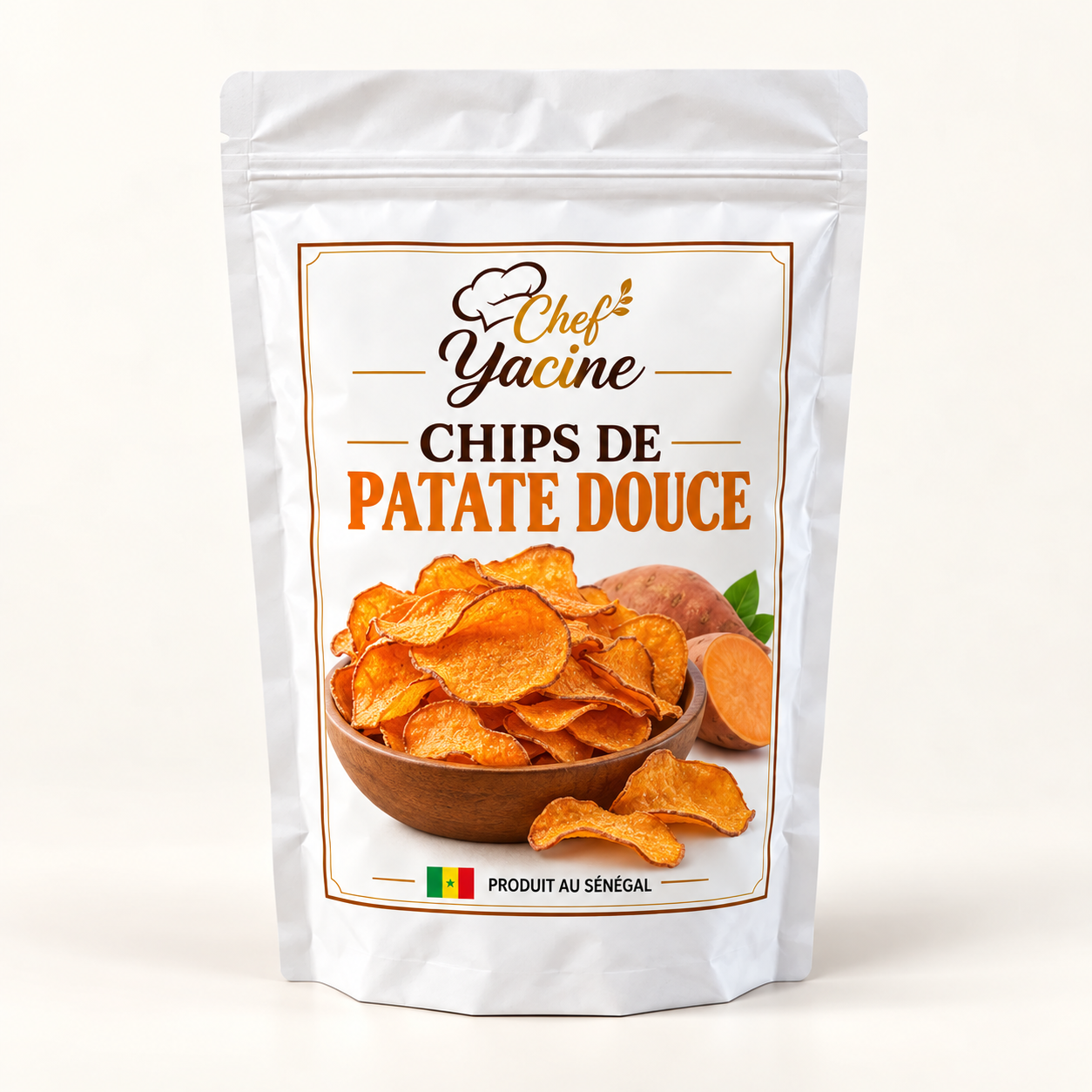 Chips de patate douce Chef Yacine en sachet refermable harmonisé